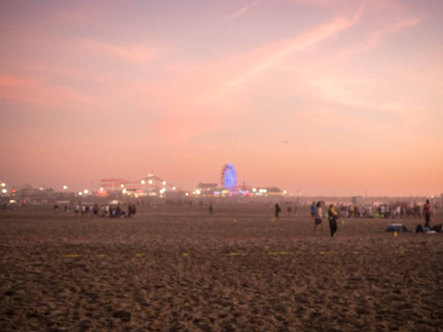 santa monica pier at dusk